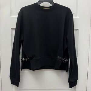 Debbie Harry x Wildfang Cropped Sweatshirt Buckle Waist Black XS